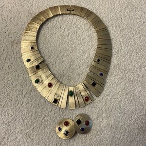 Vintage necklace with matching clip on earrings.